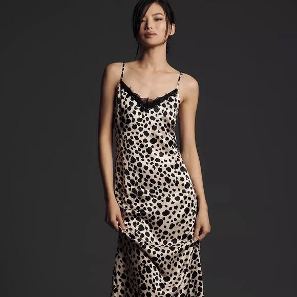 NWT By Anthropologie V-Neck Open-Back Slip Midi Dress Sz S - Picture 7 of 11